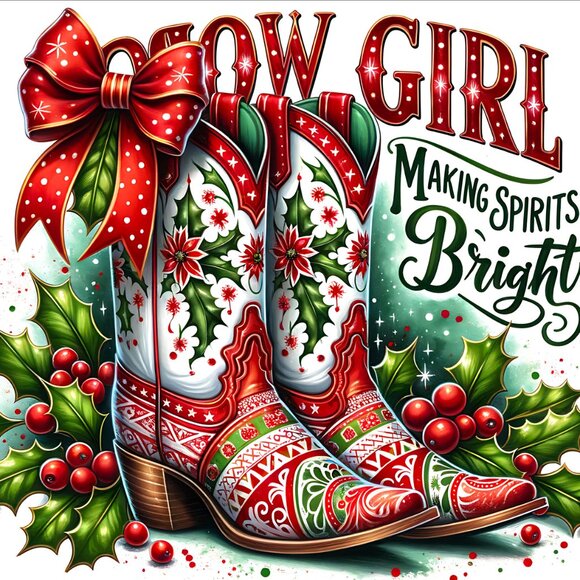 Cowgirl Christmas Boots 20oz Tumbler, Western Holiday Boot Cup - Picture 2 of 7